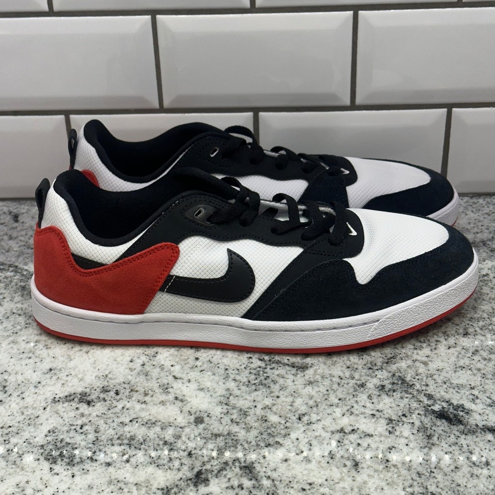 Nike Mens 10.5 SB Alleyoop White Black Red Skateboarding Street Shoes CJ0882-102